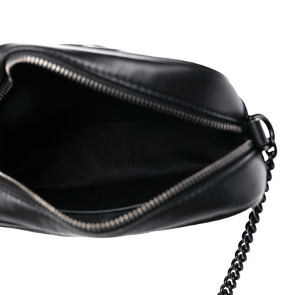 Gucci Calfskin Matelasse Monochrome Mini GG Marmont Chain Shoulder Bag Black 5 of 8