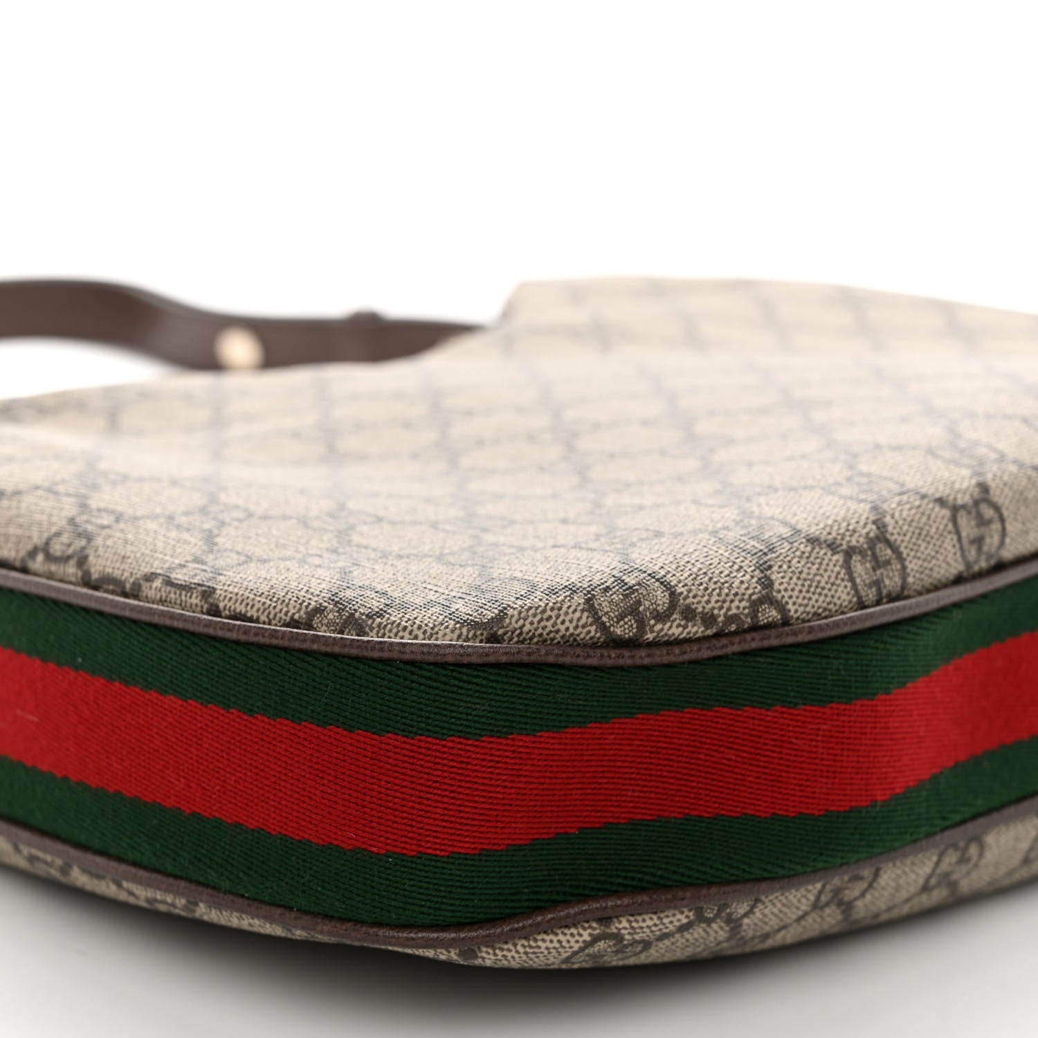 Gucci GG Supreme Monogram Textured Calfskin Web Large Attache Shoulder Bag Beige Ebony New Acero 8 of 9