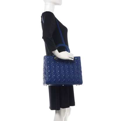 Christian Dior Lambskin Cannage Large Lady Dior Blue 2 of 9