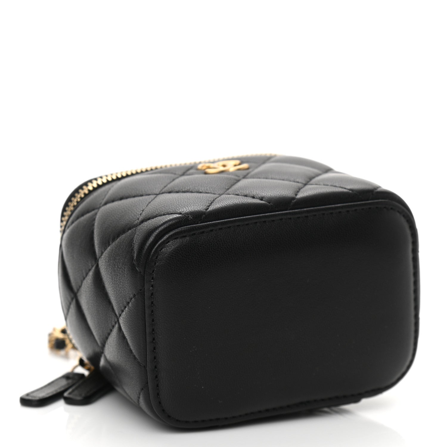 Chanel Lambskin Quilted Mini Pearl Crush Vanity Case With Chain Black 4 of 11