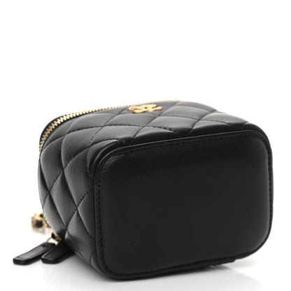Chanel Lambskin Quilted Mini Pearl Crush Vanity Case With Chain Black 4 of 11