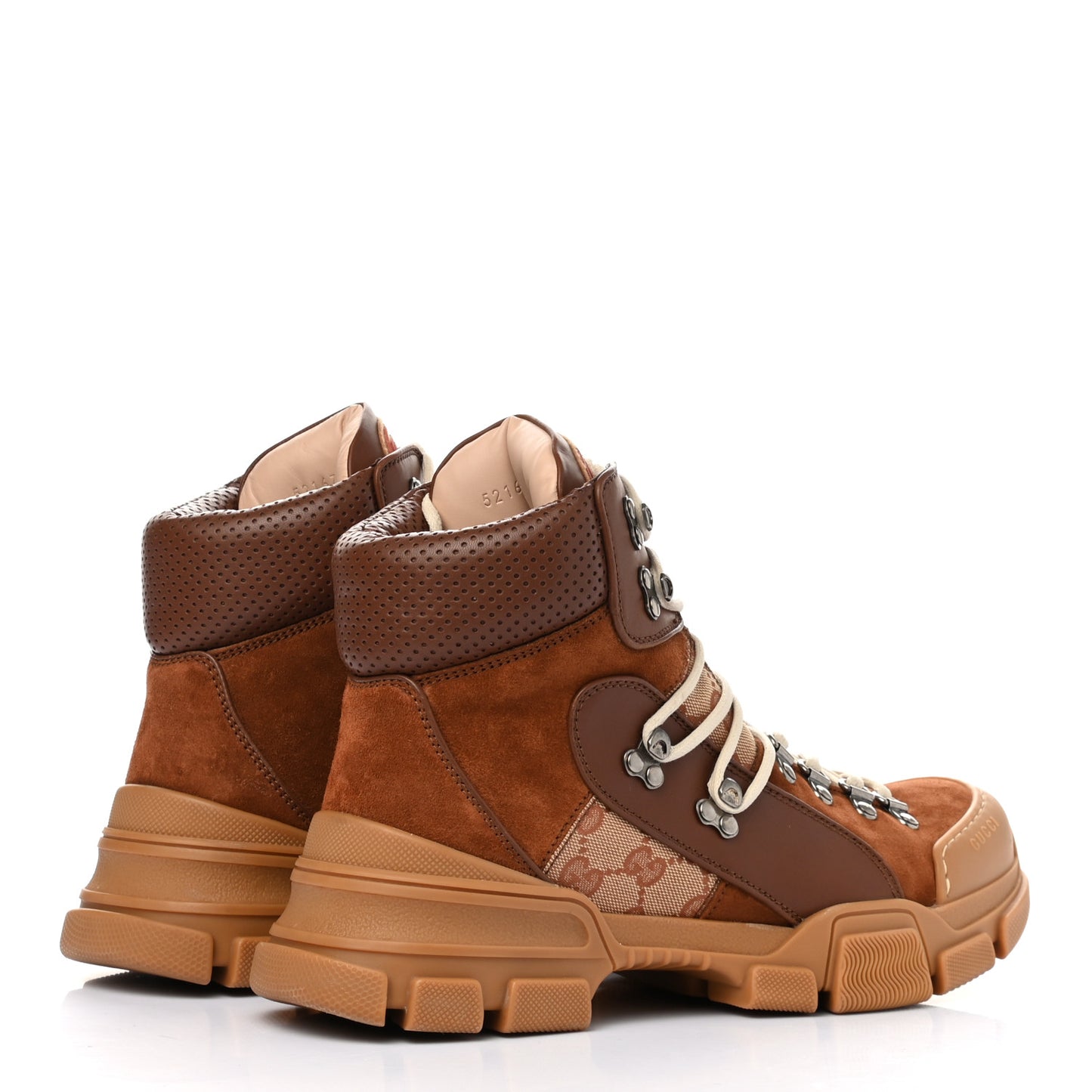 X SEGA Suede Calfskin GG Monogram Mens Flashtrek High-Top Sneakers 7 New Cuir Beige Ruggine