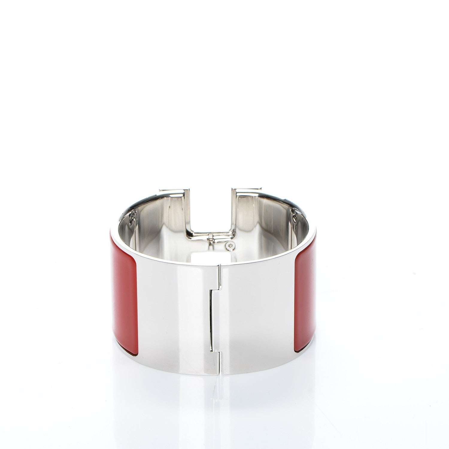 Hermes Enamel Clic Clac H Extra Wide Bracelet PM Red 3 of 4