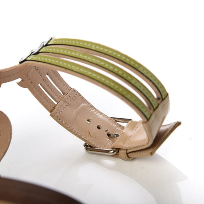 Valentino Garavani Patent Loveblade Caged Flat Sandals 36 Camel Rose 8 of 10