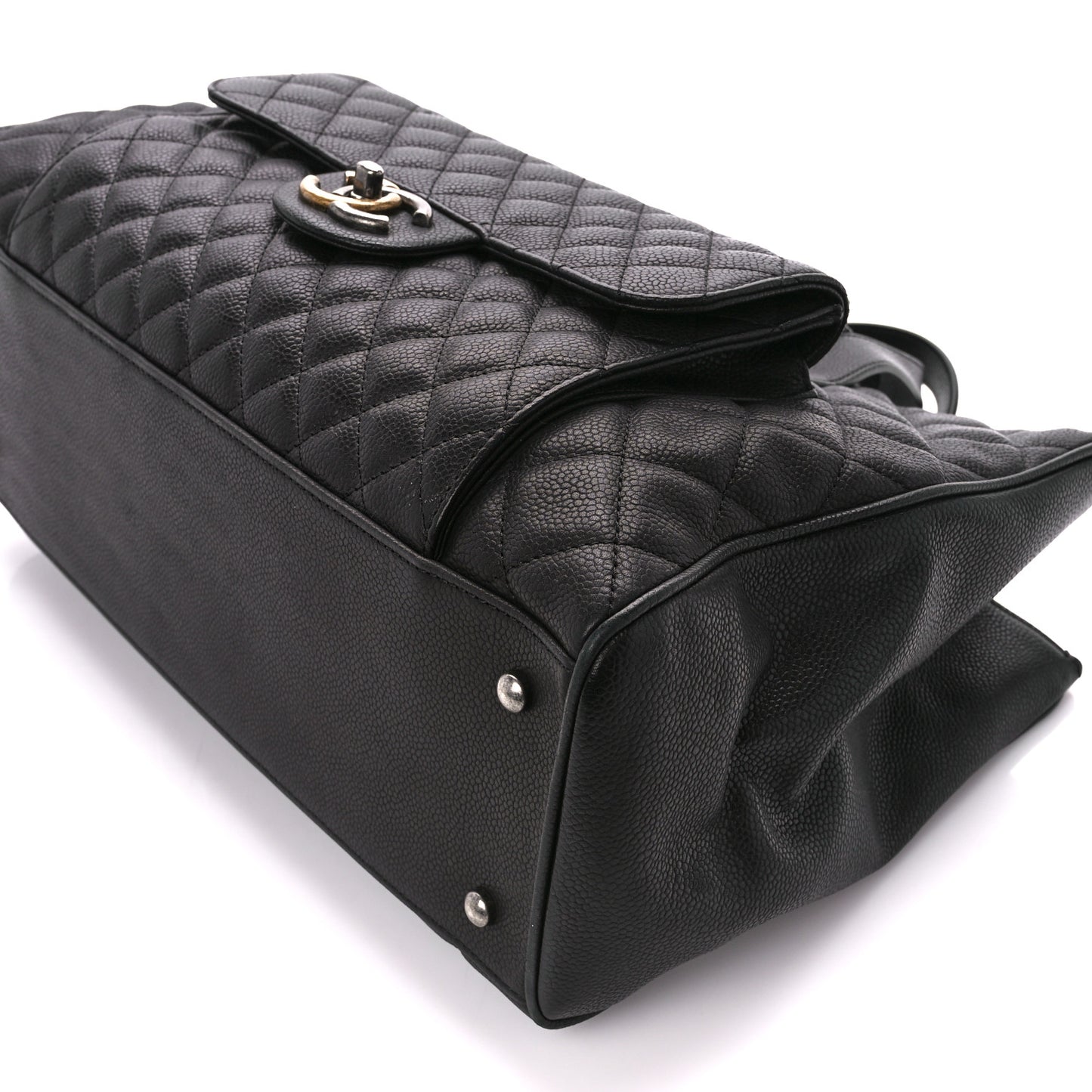 Caviar Quilted Large Casual Pocket Tote Black