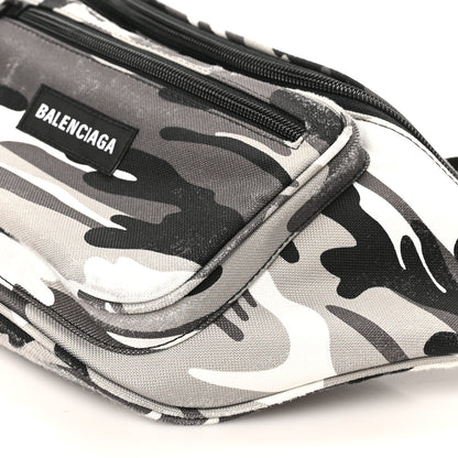 Balenciaga Distressed Nylon Canvas Camo Logo Explorer Beltpack Black White Gray 10 of 11