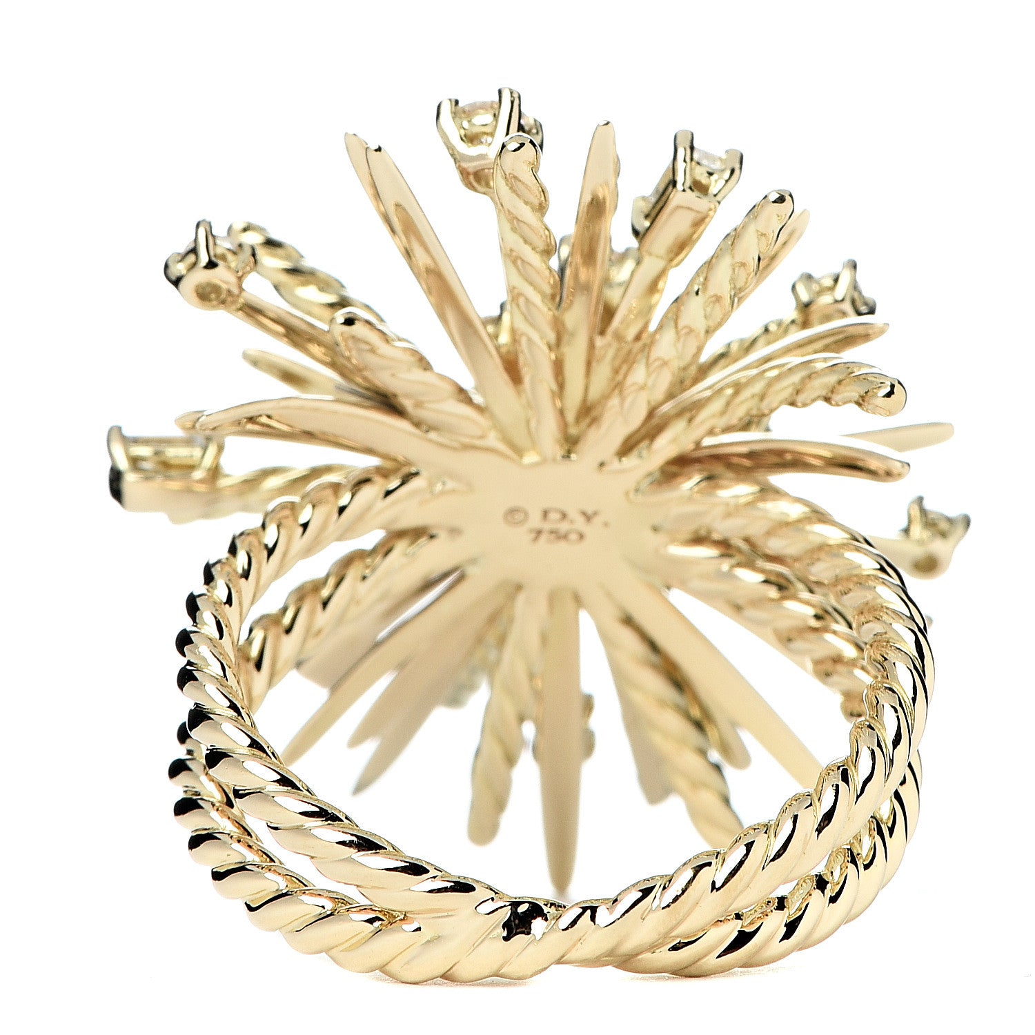David Yurman 18K Yellow Gold Diamond Supernova Ring 54 6.75 4 of 5