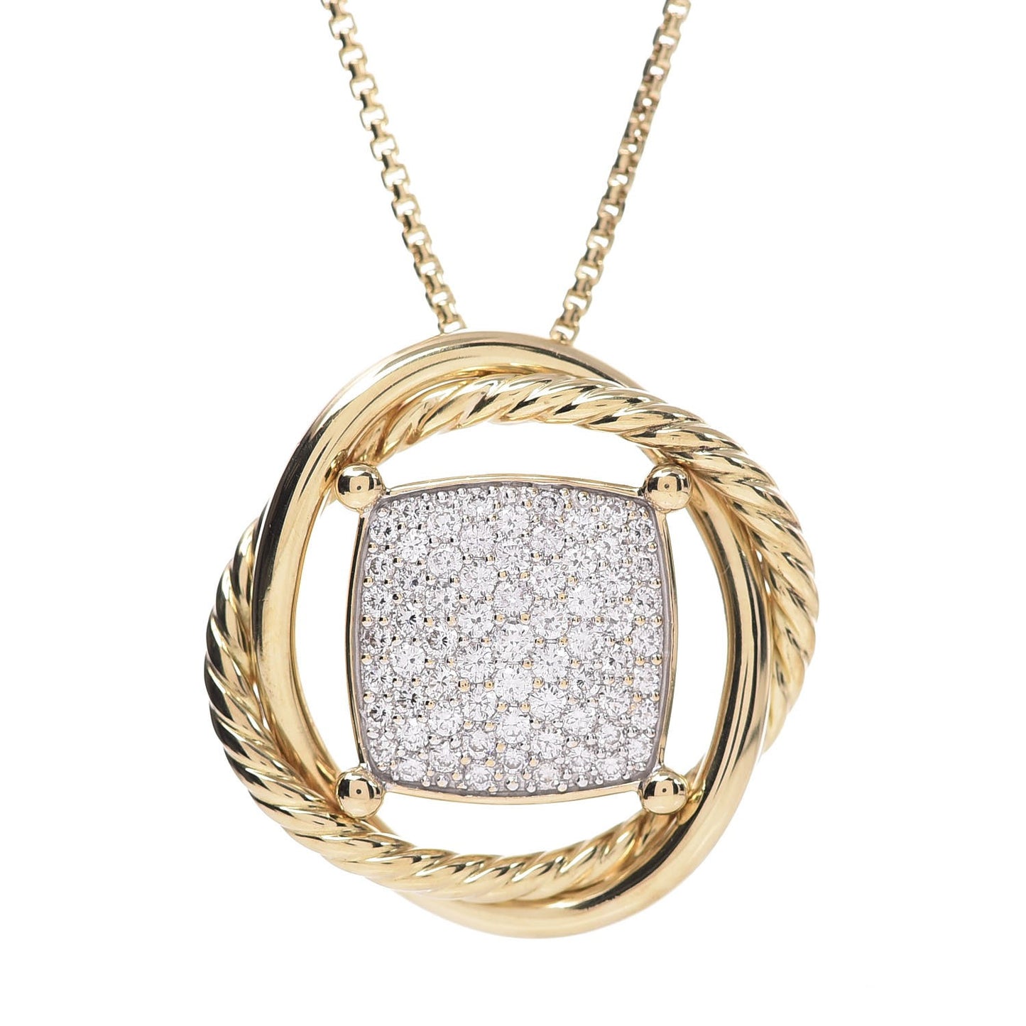 18K Yellow Gold Diamond 20mm Infinity Pendant Necklace