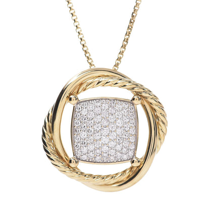 David Yurman 18K Yellow Gold Diamond 20mm Infinity Pendant Necklace 12 of 14