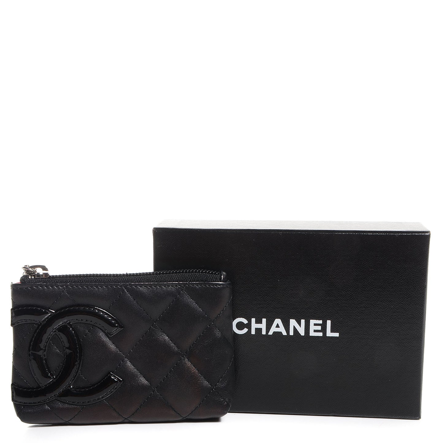 Calfskin Quilted Cambon Key Pouch Black