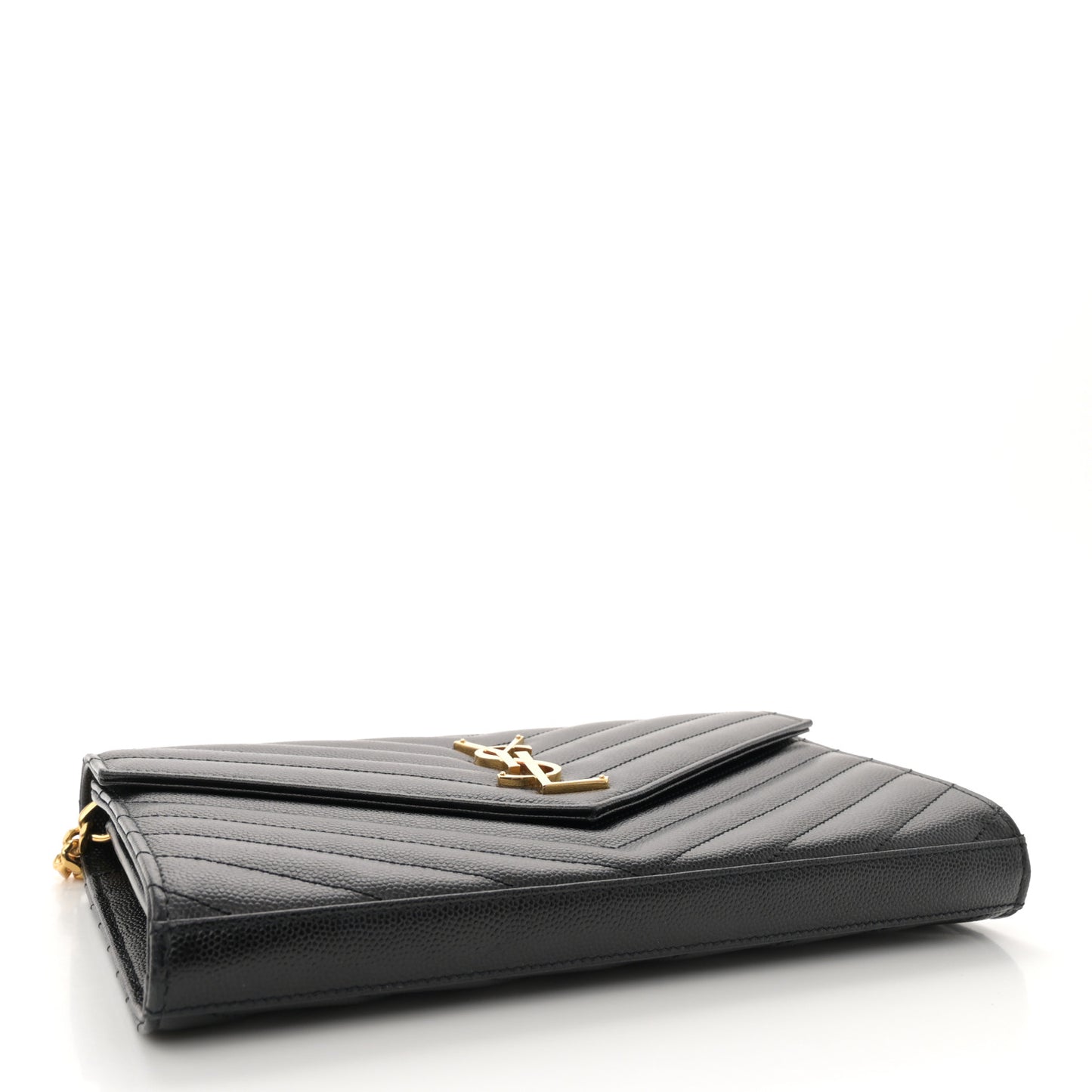 Grain De Poudre Matelasse Chevron Monogram Chain Wallet Black