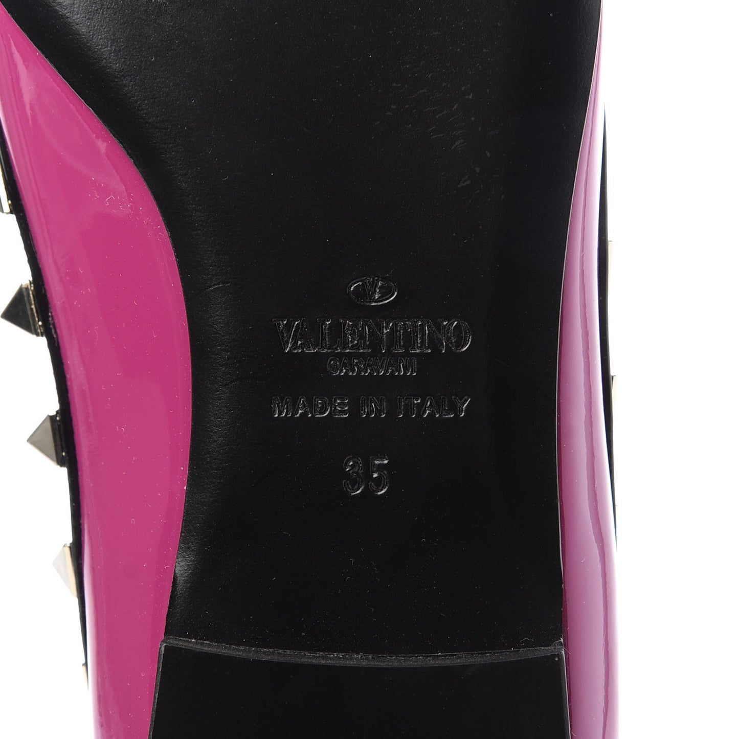 Patent Rockstud Ballerina Flats 35 Fuxia Black
