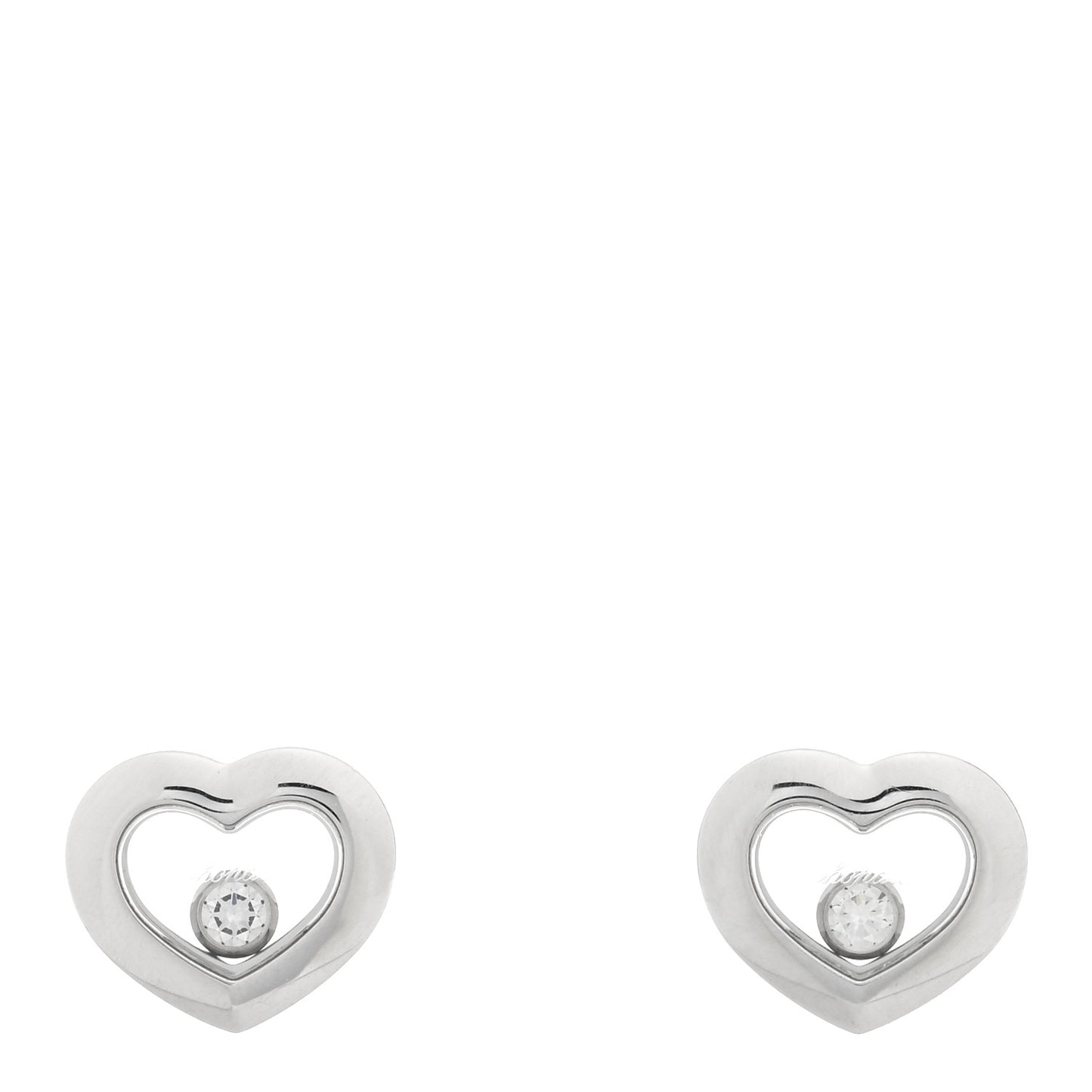 18K White Gold Happy Diamonds Icons Heart Earrings