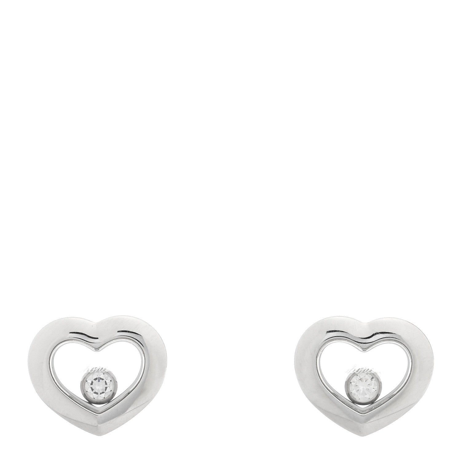 Chopard 18K White Gold Happy Diamonds Icons Heart Earrings 1 of 5
