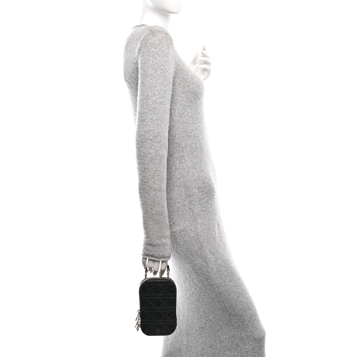 Christian Dior Patent Cannage Lady Dior Phone Holder Black 2 of 9