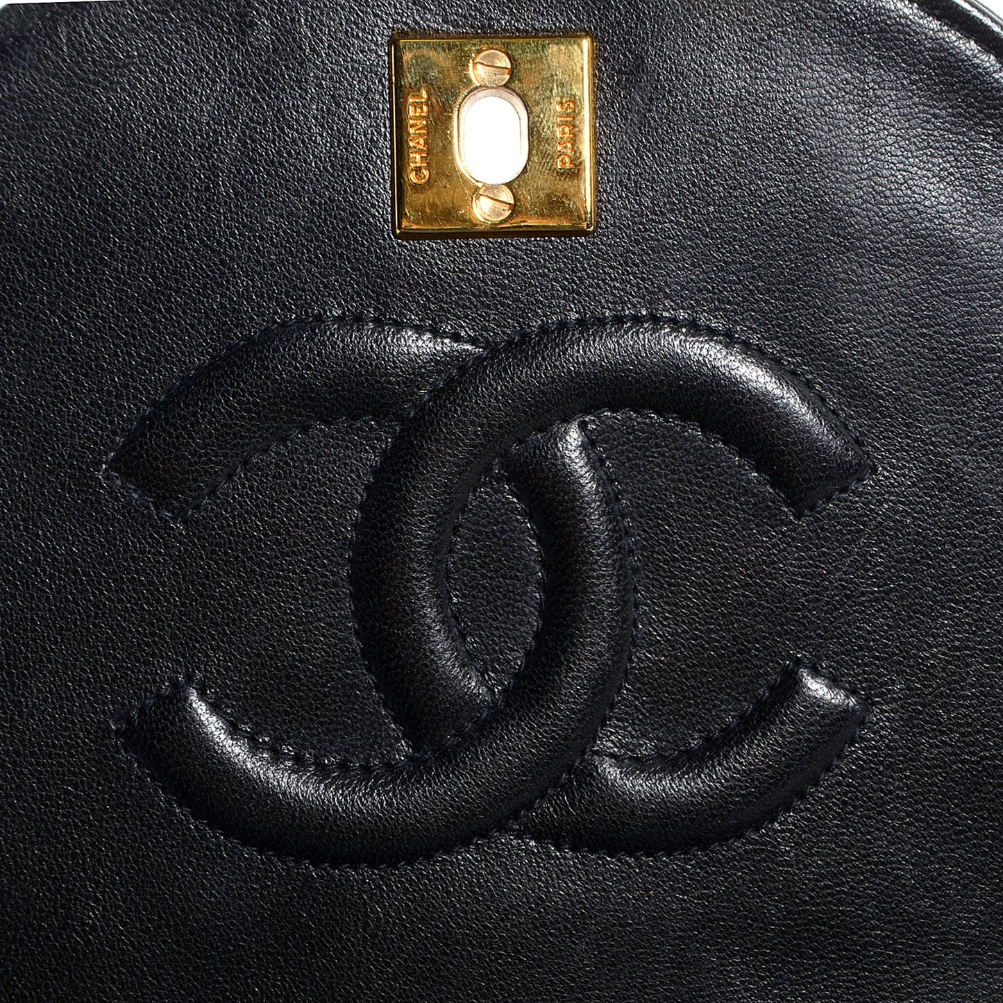 Lambskin Quilted Small Half Moon Flap Black