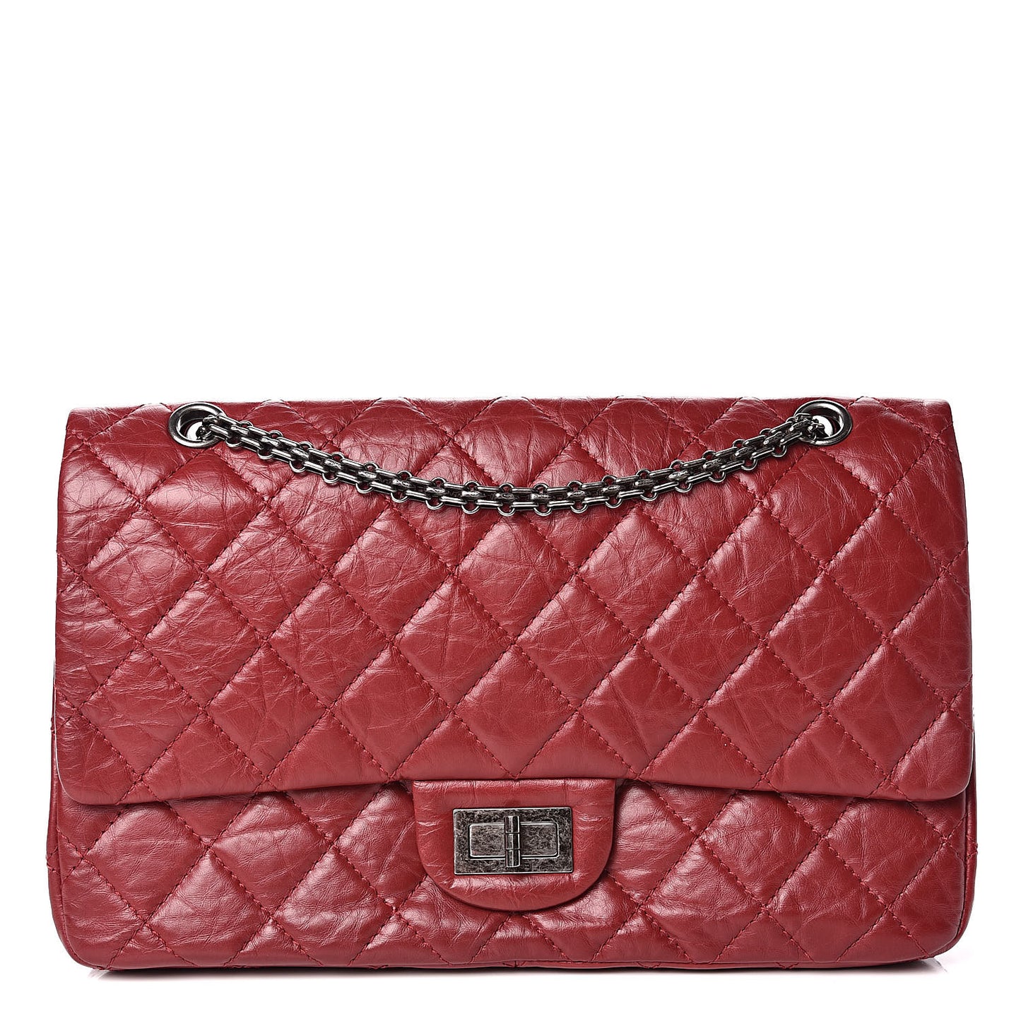 Aged Calfskin Quilted 2.55 Reissue 227 Flap Red
