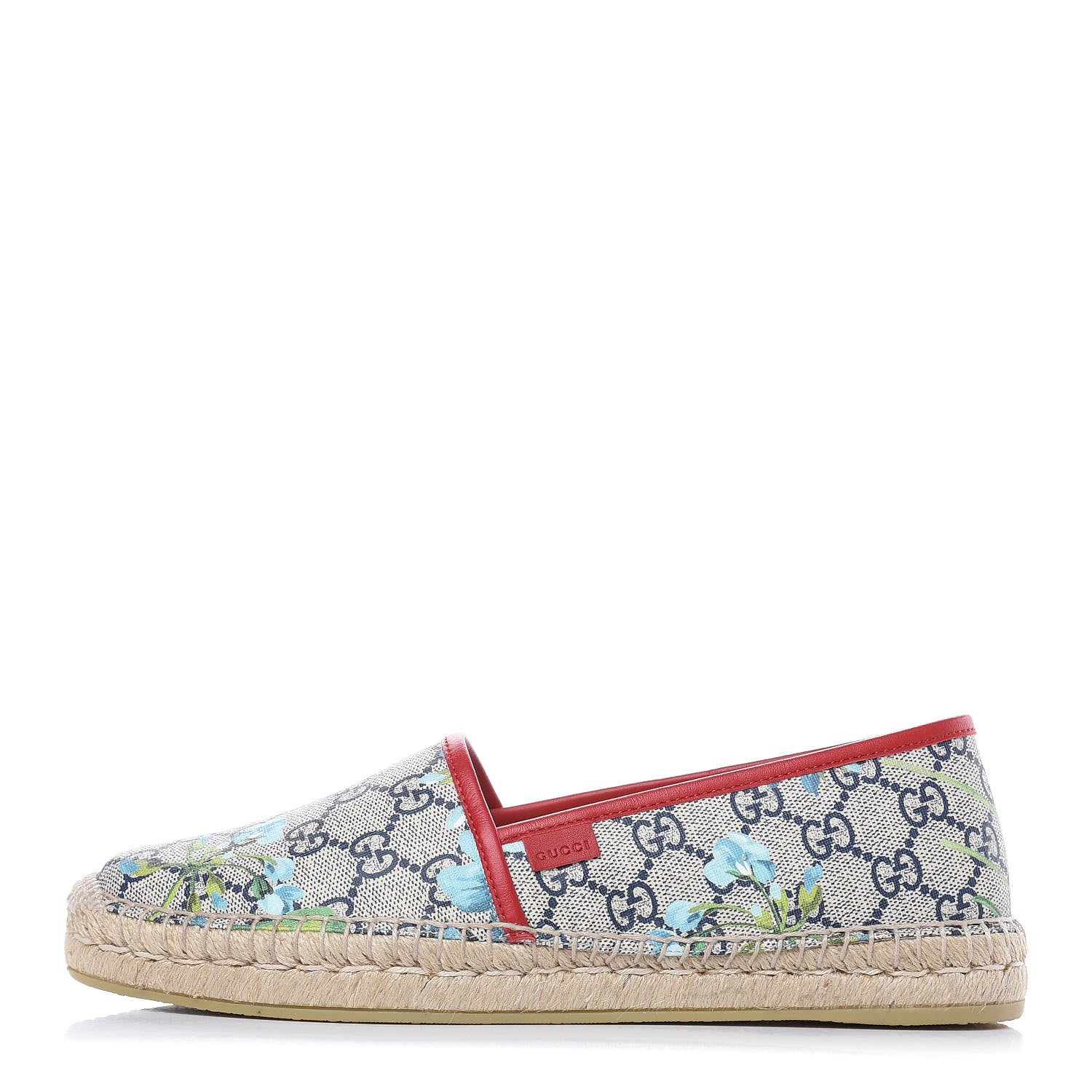 Gucci GG Supreme Monogram Blooms Espadrilles 40.5 Beige Blue Navy Hibiscus Red 1 of 9