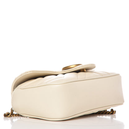 Gucci Calfskin Matelasse Super Mini GG Marmont Shoulder Bag White 4 of 8