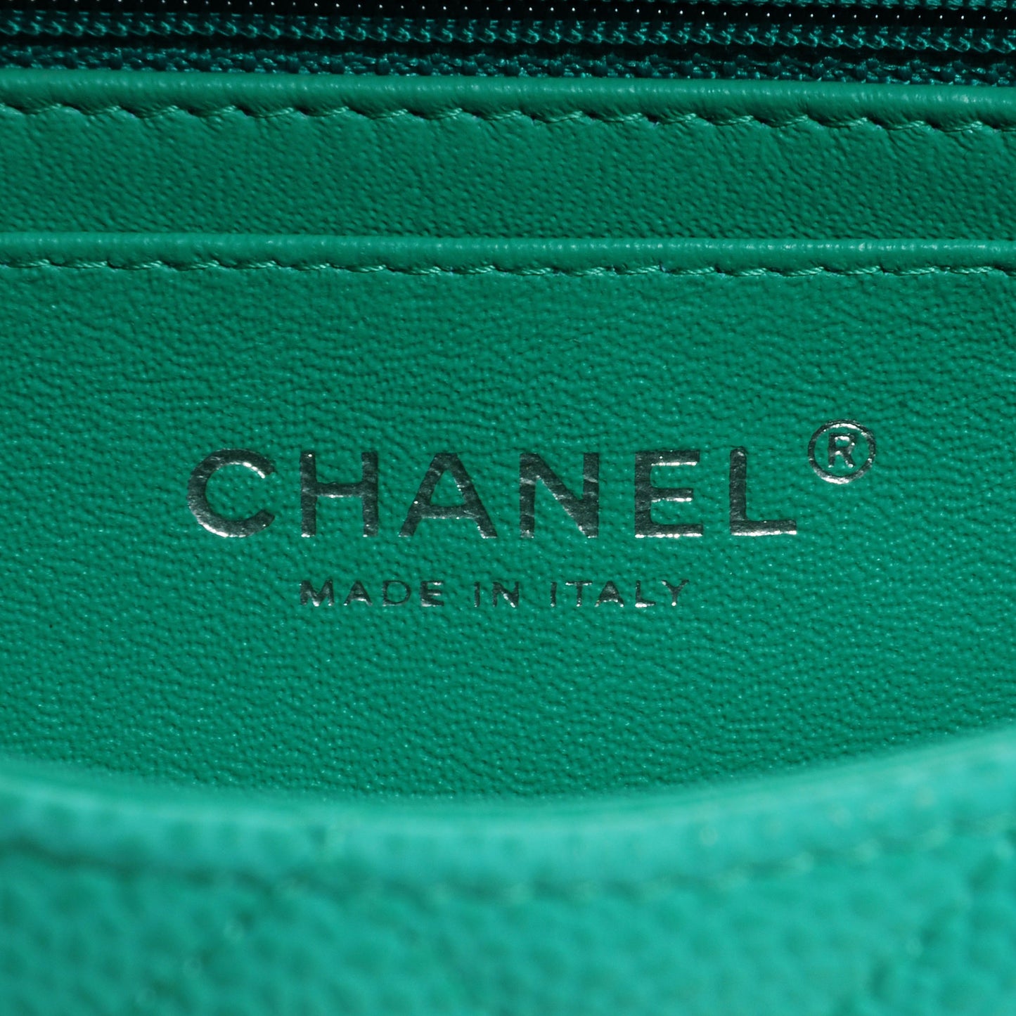 Iridescent Caviar Quilted Mini Flap Green