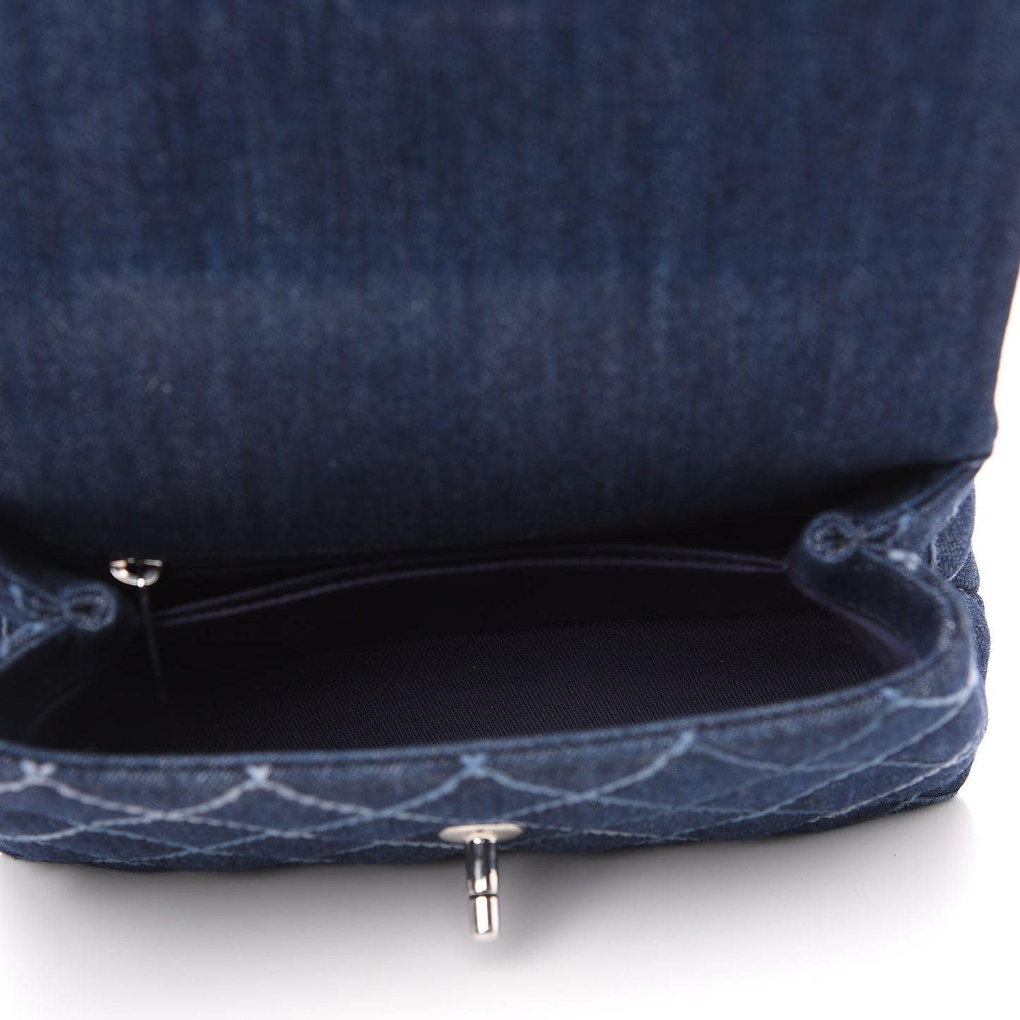 Denim Quilted Mini Coco Handle Flap Blue
