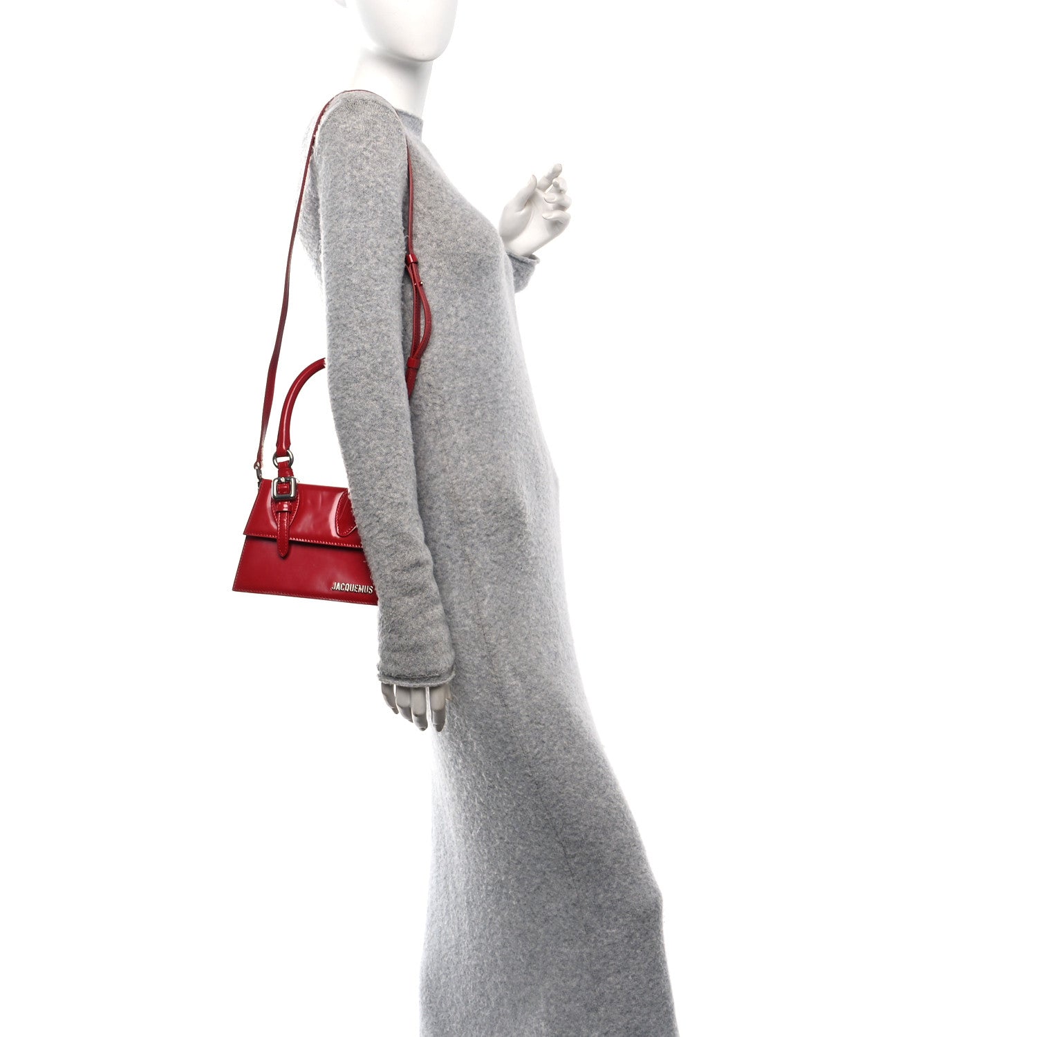 Jacquemus Glazed Calfskin Le Chiquito Boucle Moyen Red 2 of 9