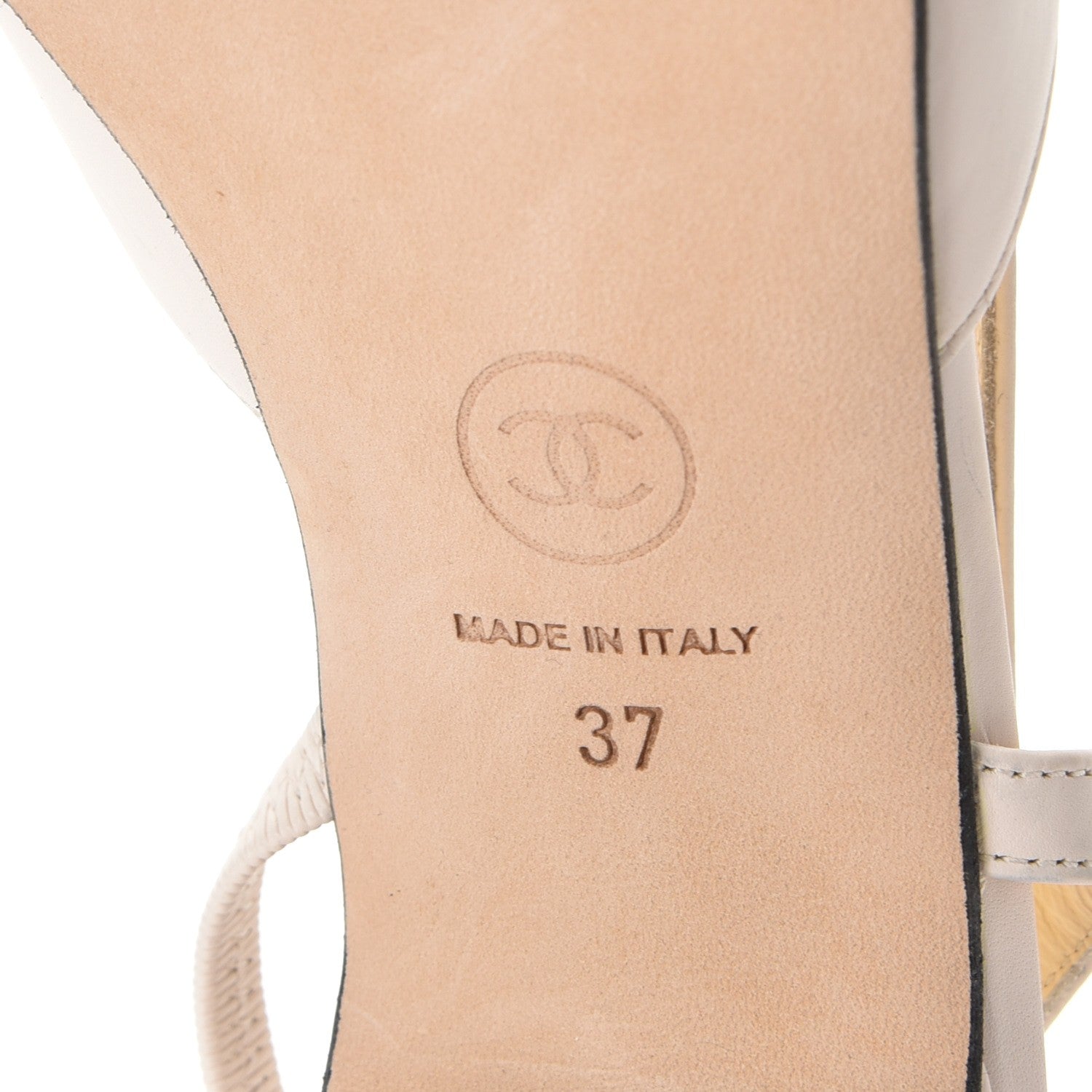 Chanel Glazed Calfskin Cap Toe CC Slingback Pumps 37 Ivory Black 6 of 9