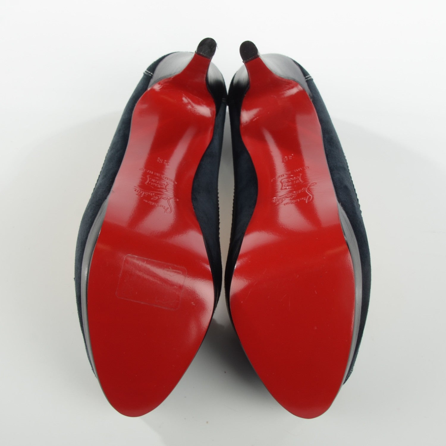 Christian Louboutin Suede Peniche Platform Peep Toe Pumps 38 Navy 5 of 9