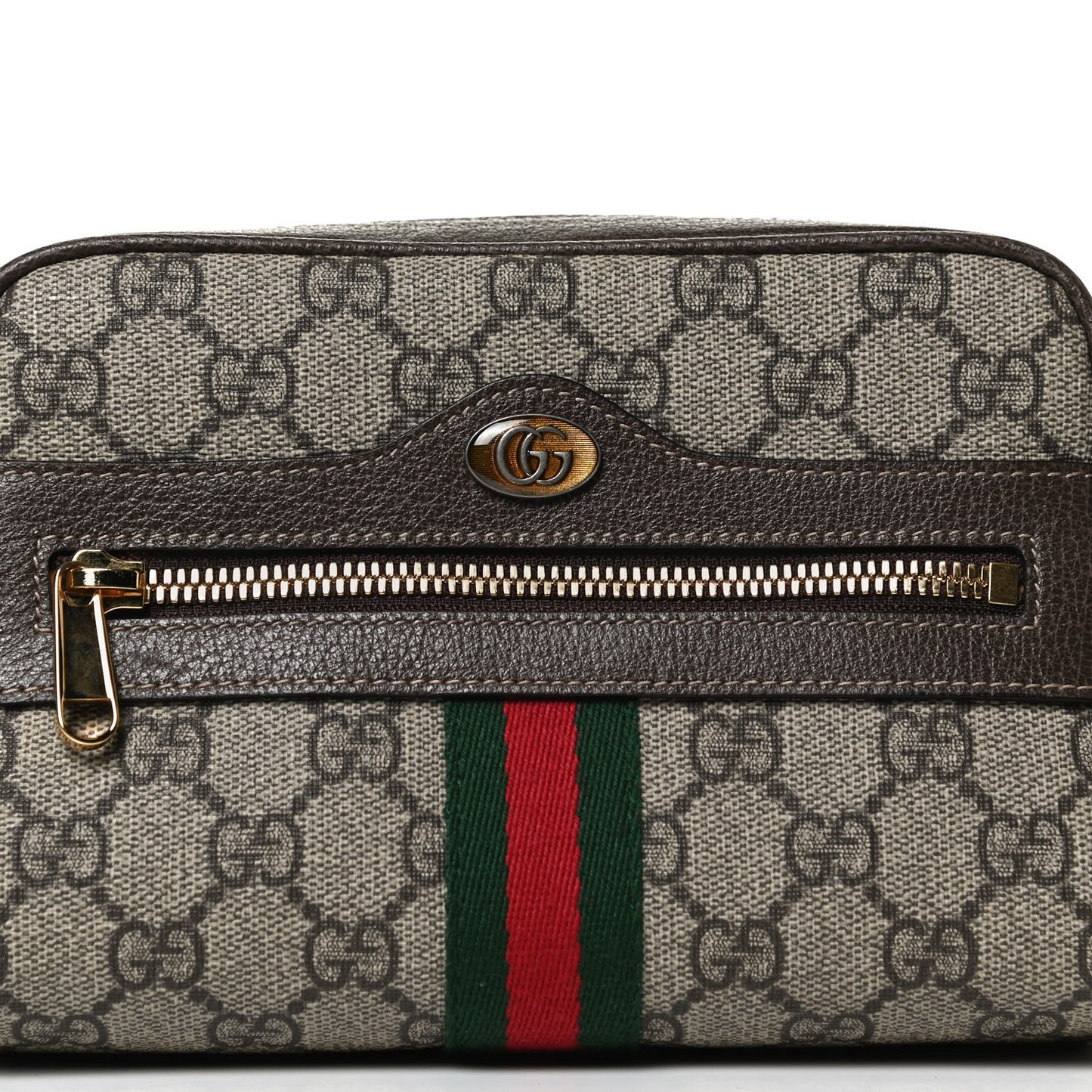GG Supreme Monogram Web Small Ophidia Belt Bag 95 38 Dark Brown