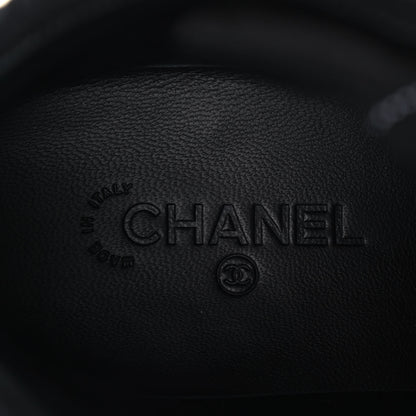 Chanel Suede Grained Calfskin CC Lace Up Boots 41 Black 7 of 10