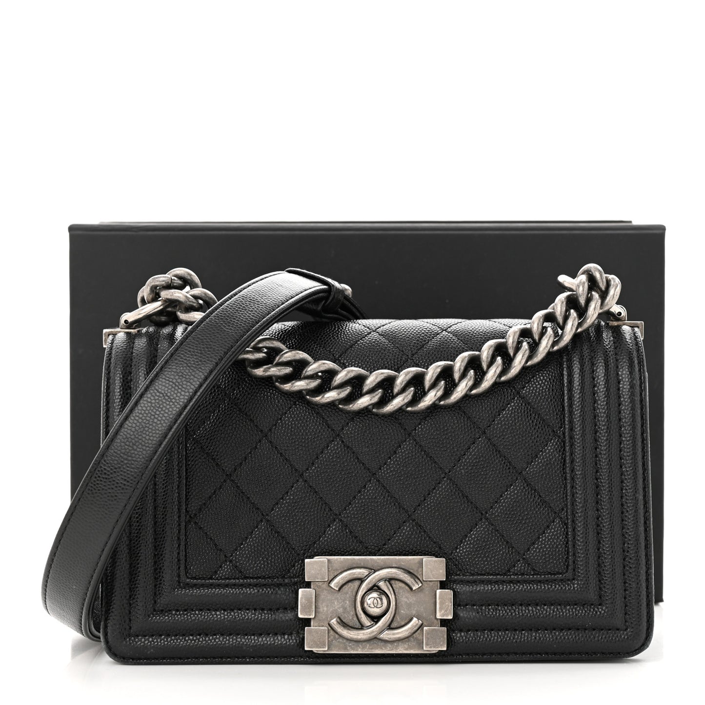 Caviar Quilted Small Boy Flap Black