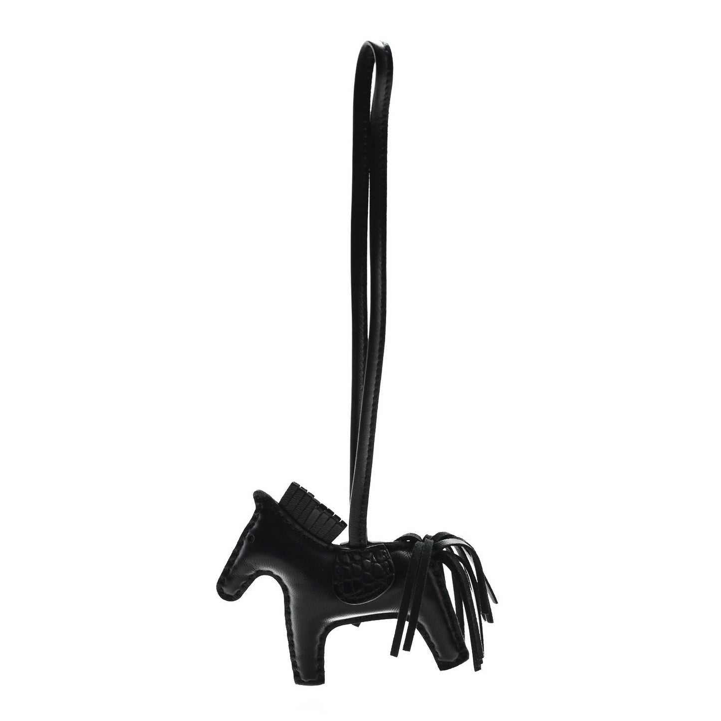 Milo Lambskin Matte Alligator Touch Grigri Rodeo Horse Bag Charm PM Black