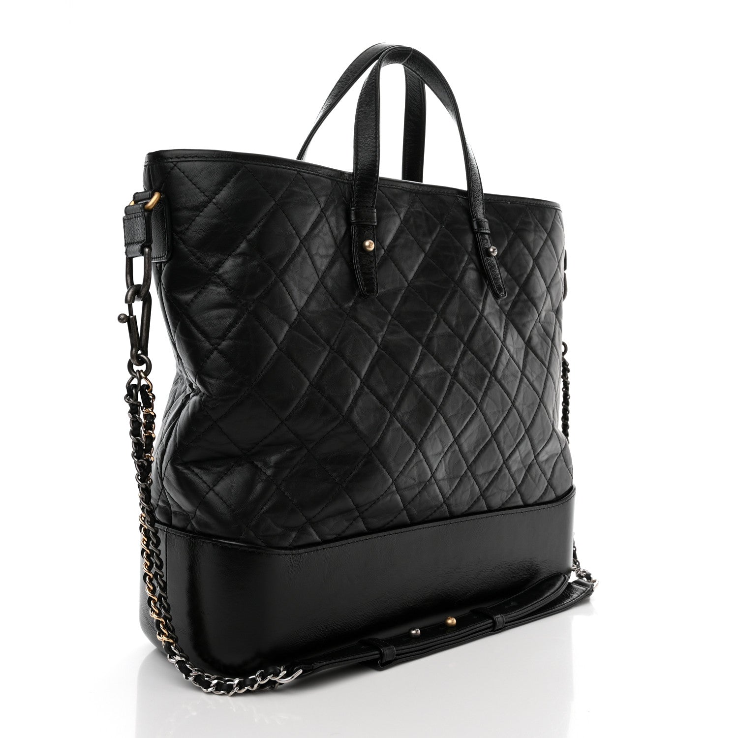Chanel Aged Calfskin Quilted Large Gabrielle Shopping Tote Black 3 of 10