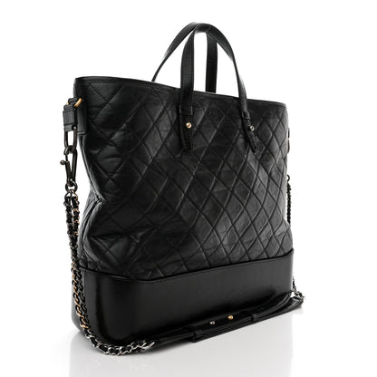 Chanel Aged Calfskin Quilted Large Gabrielle Shopping Tote Black 3 of 10
