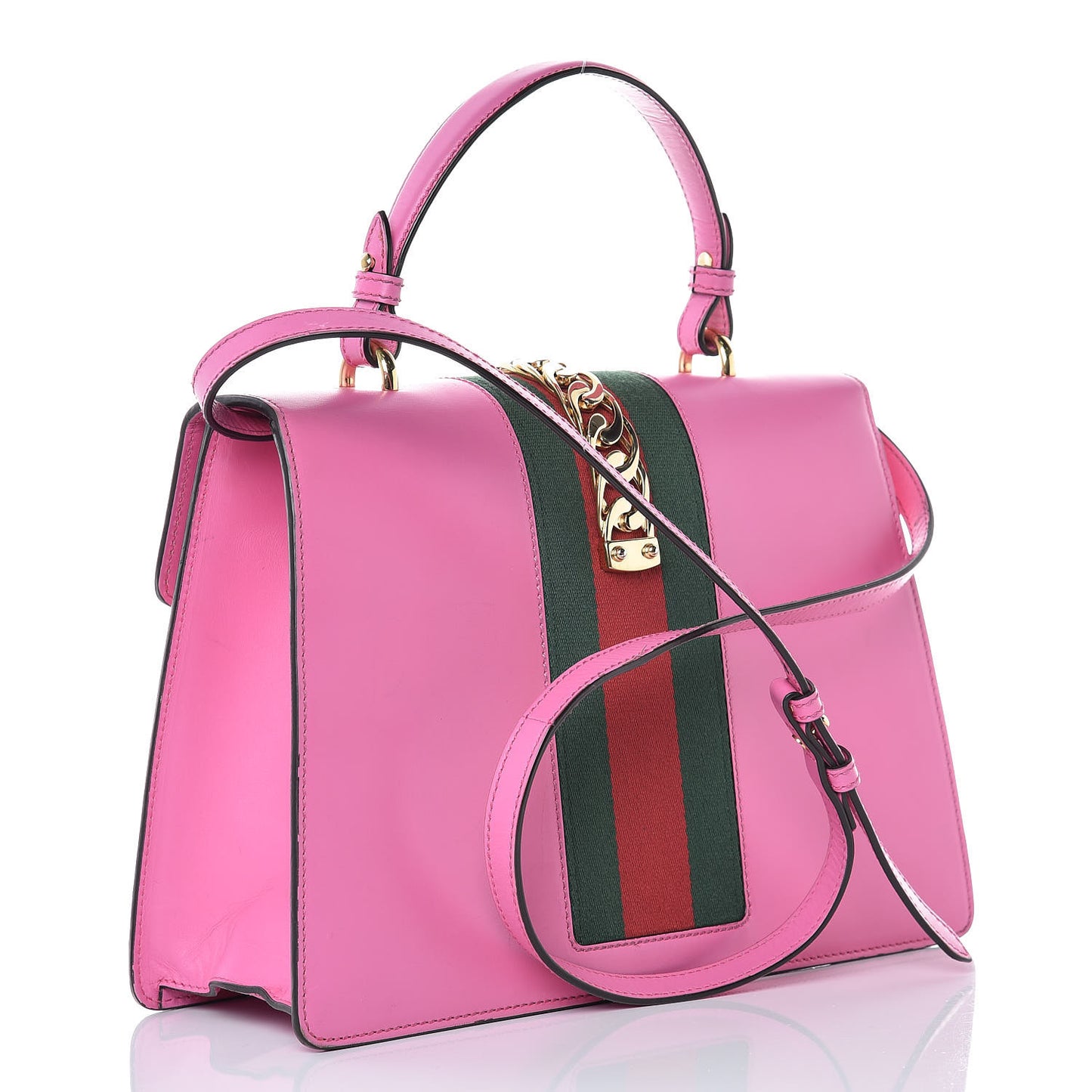 Vitello Fontanella Web Medium Sylvie Top Handle Bag Pink Tropical Flower