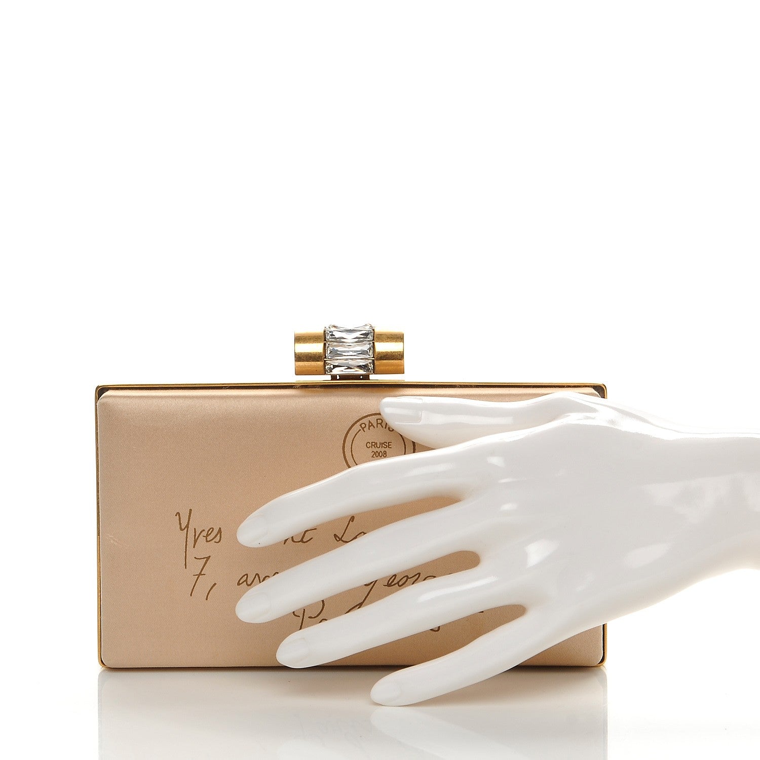 Saint Laurent Satin Y Mail Clutch Gold 2 of 6