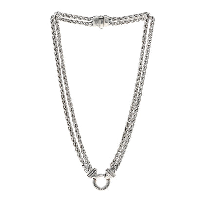 David Yurman Sterling Silver Diamond 18mm Double Wheat Chain Necklace 3 of 4