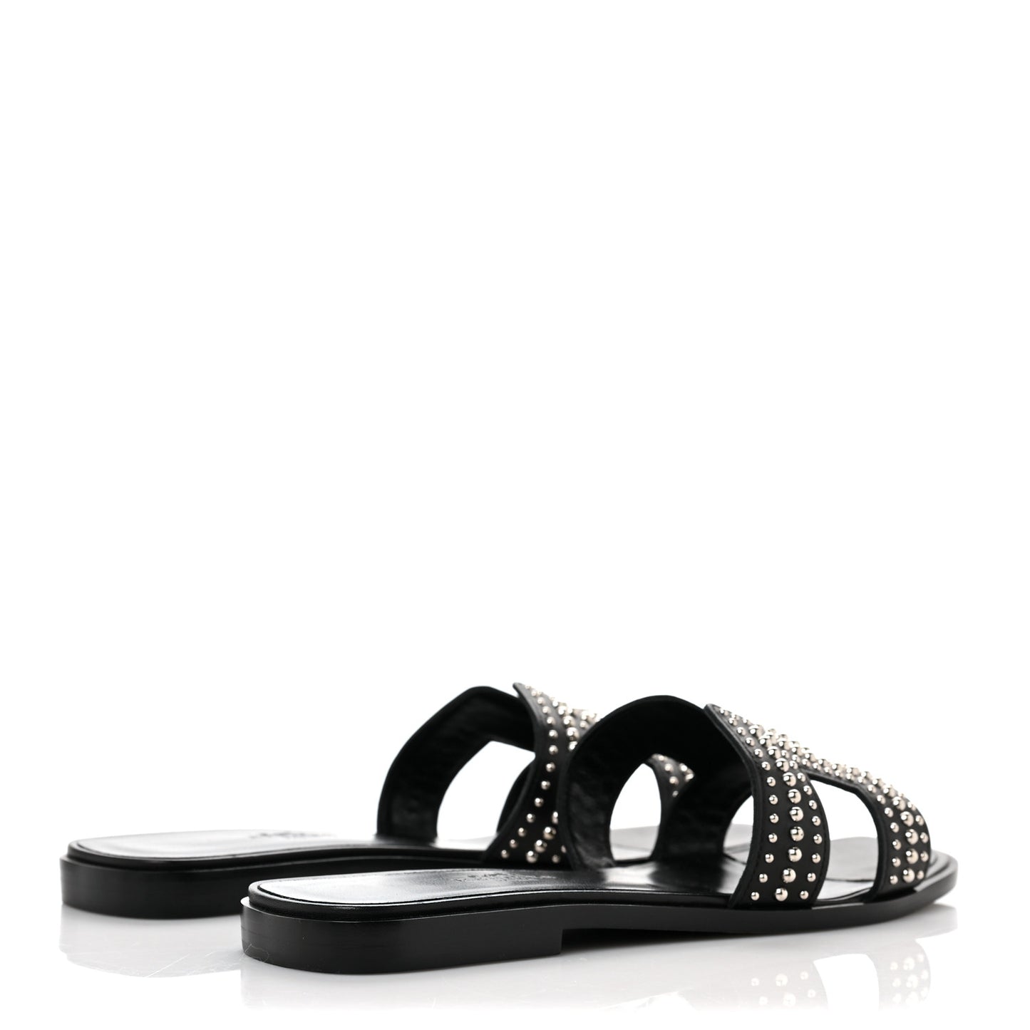 Calfskin Studded Oran Sandals 36 Black