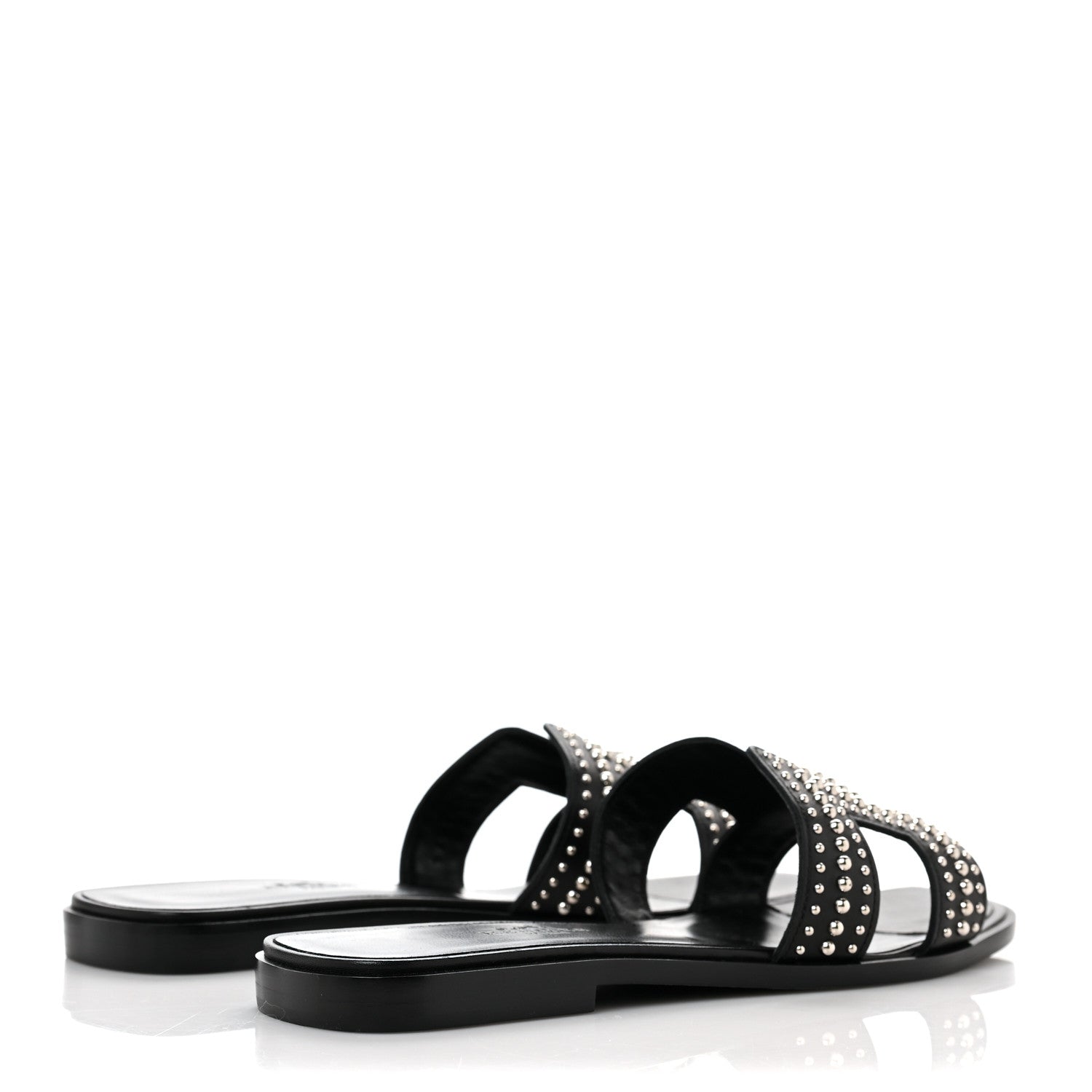 Hermes Calfskin Studded Oran Sandals 36 Black 4 of 10
