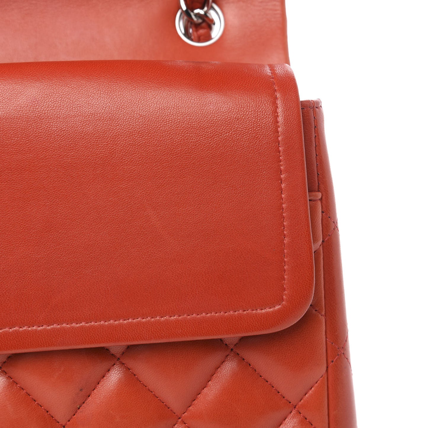Lambskin Quilted Jumbo Double Flap Red
