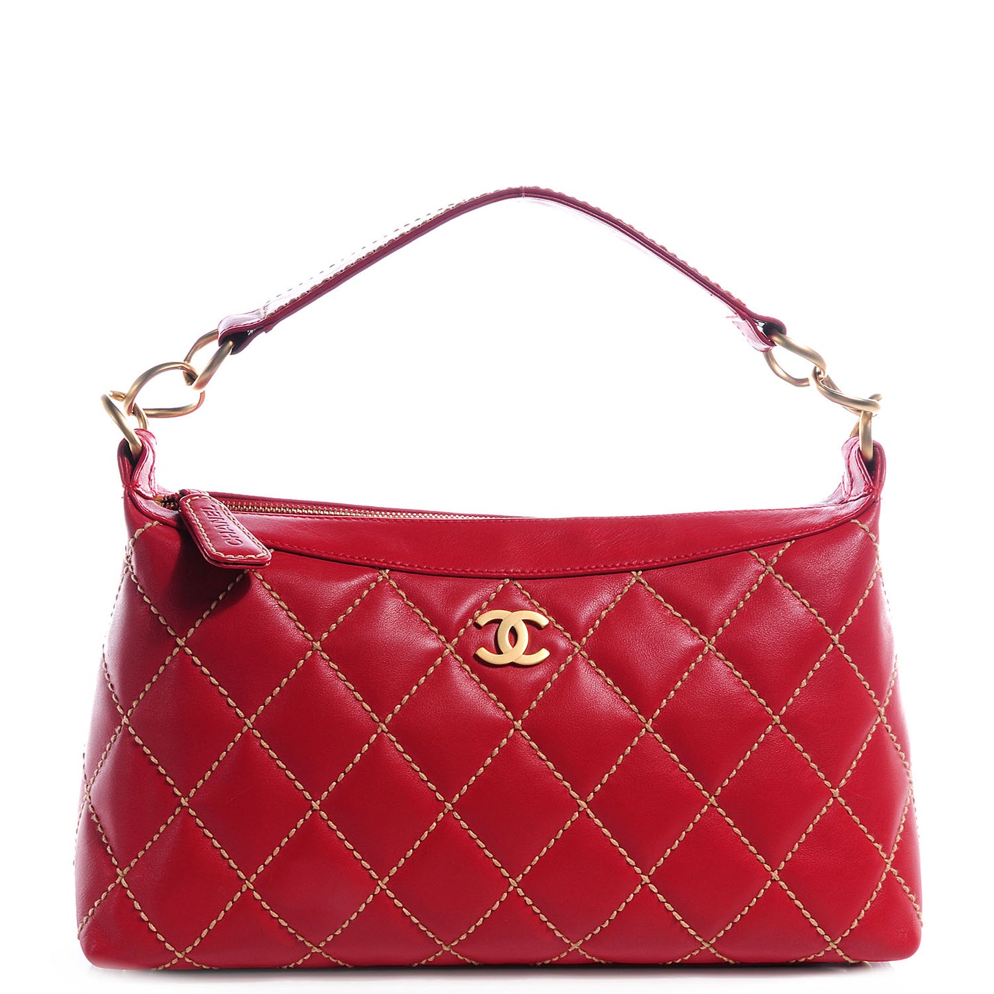 Leather Quilted Surpique Hobo Red