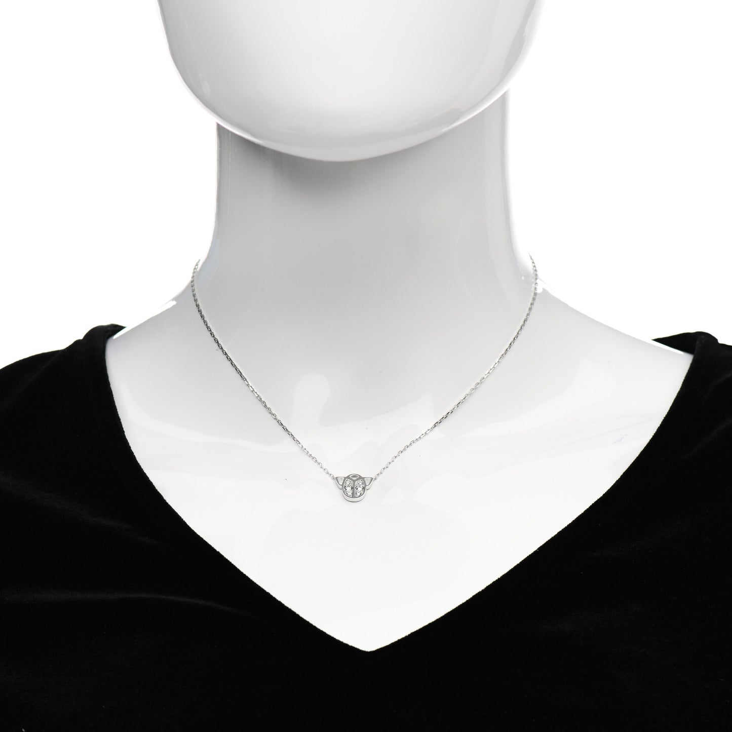 18K White Gold Diamond Scarab Necklace