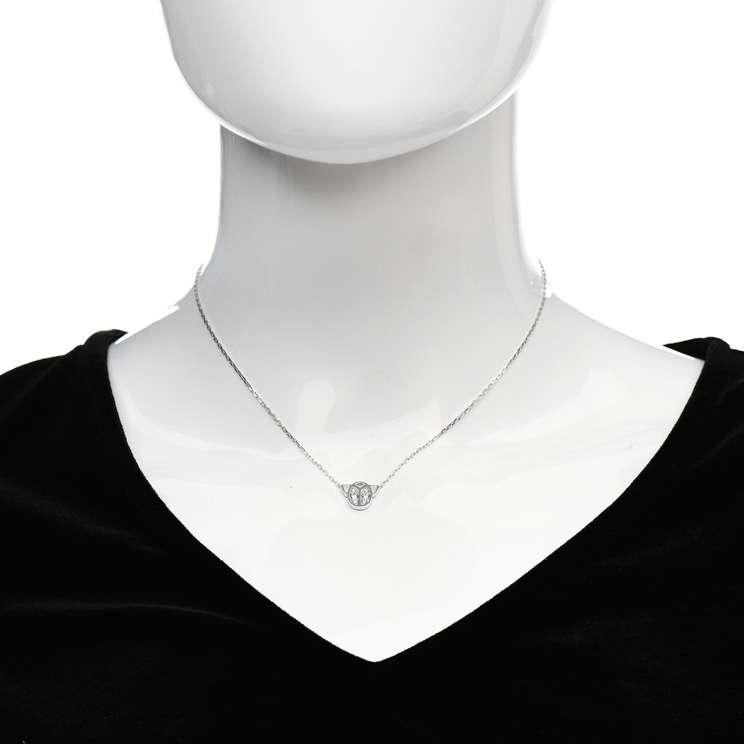 Cartier 18K White Gold Diamond Scarab Necklace 2 of 5