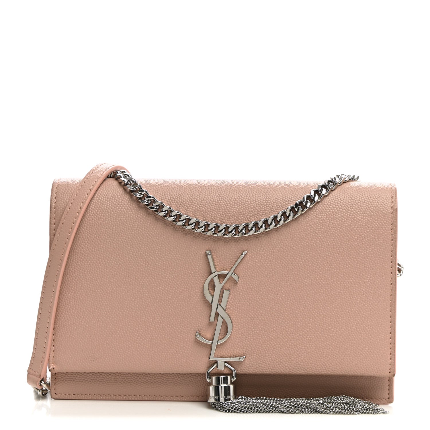 Saint Laurent Grain De Poudre Classic Monogram Kate Tassel Chain Wallet Pale Pink 1 of 10