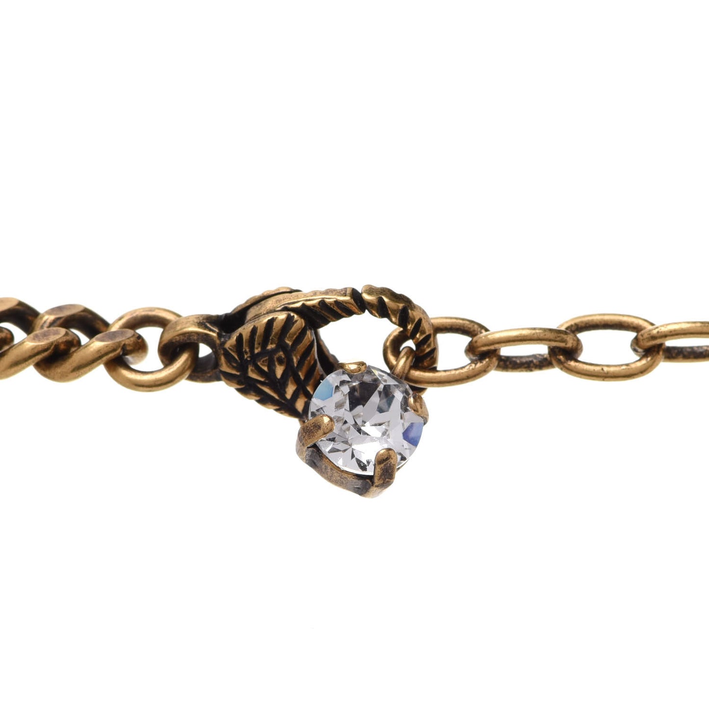 Crystal Embellished Double G Necklace Aged Gold