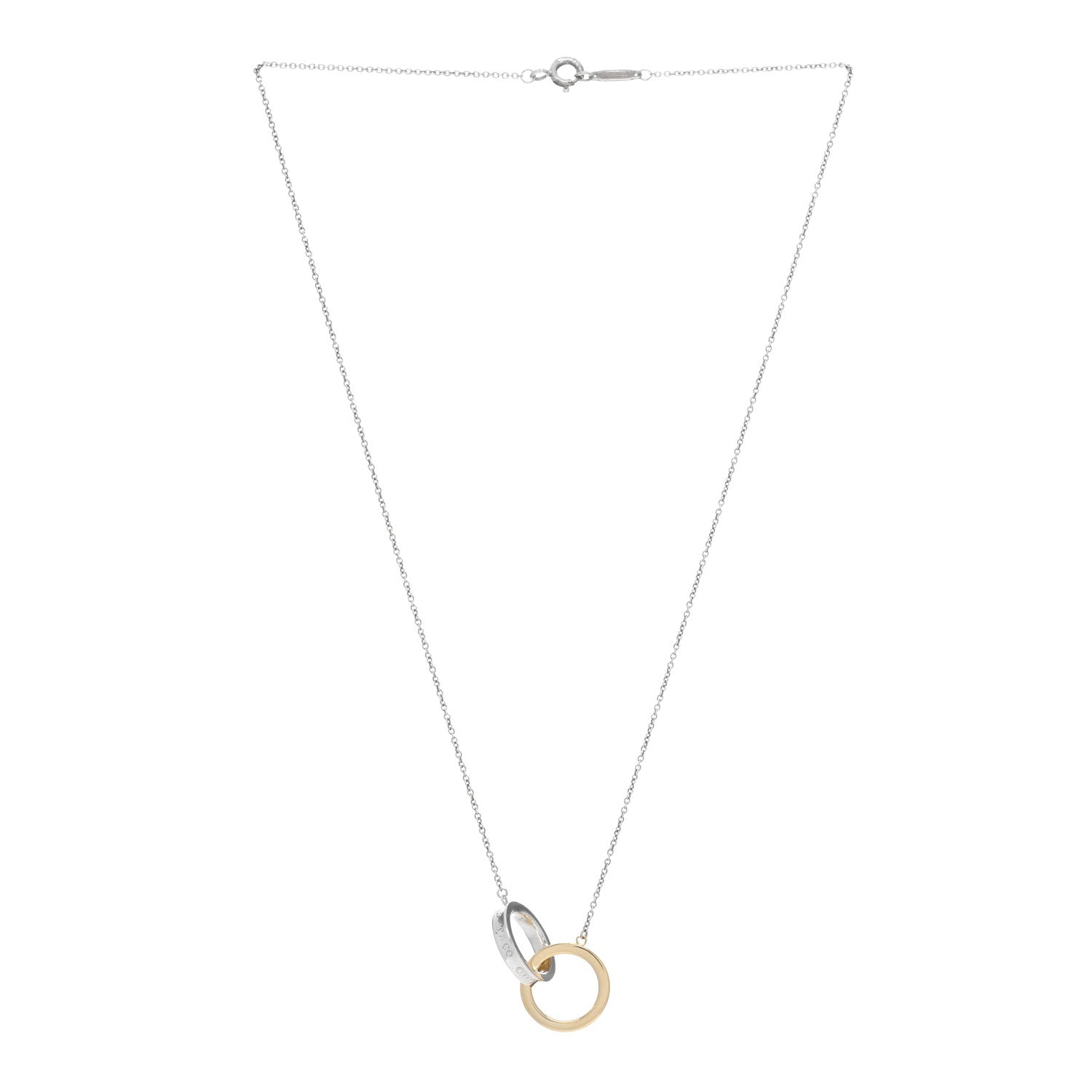 Tiffany Sterling Silver 18K Yellow Gold 1837 Interlocking Circles Pendant Necklace 2 of 4