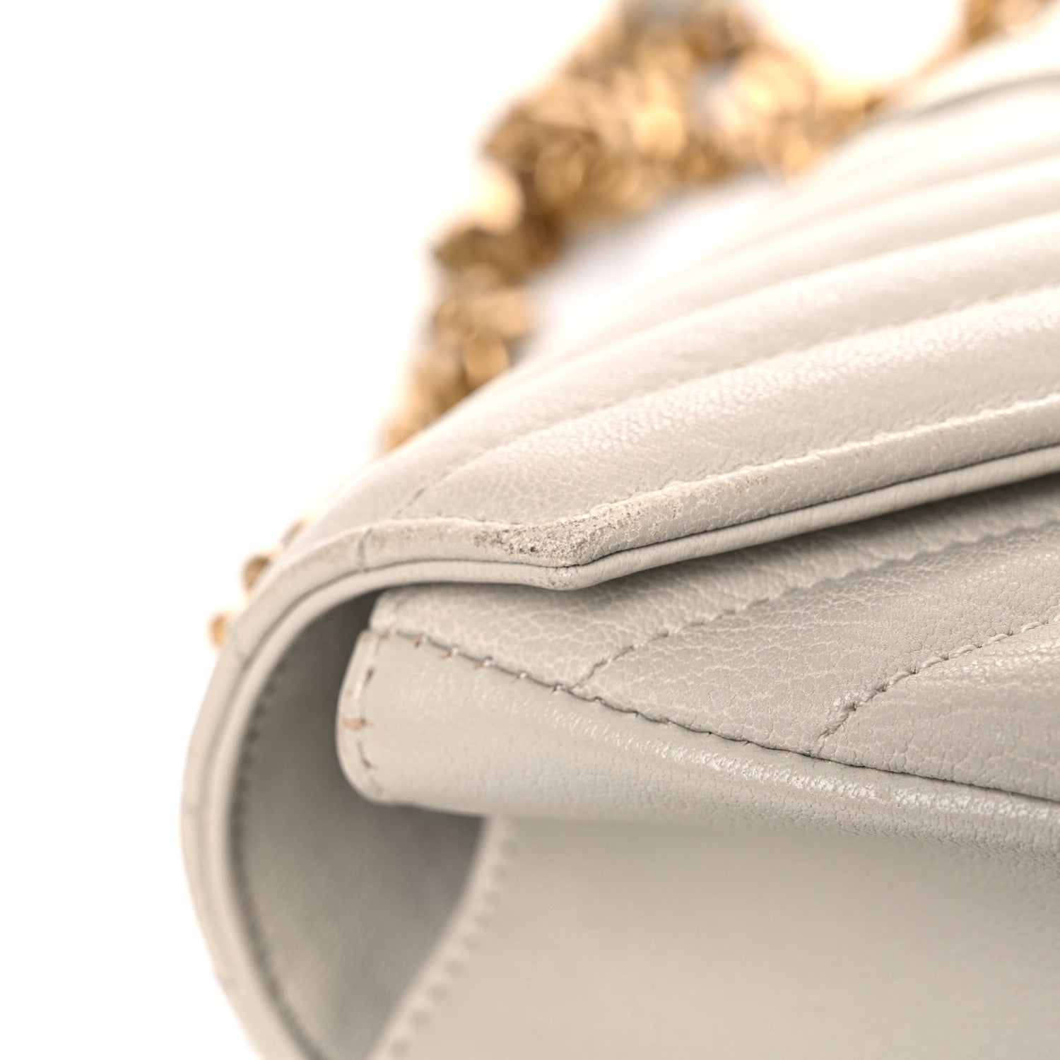 Saint Laurent Sheepskin Matelasse Chevron Monogram Medium College Bag Crema Soft 16 of 22