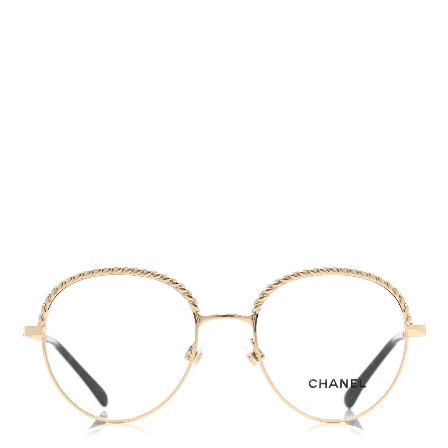 Metal Round Removable Pearl Chain Eyeglasses 2184 Gold