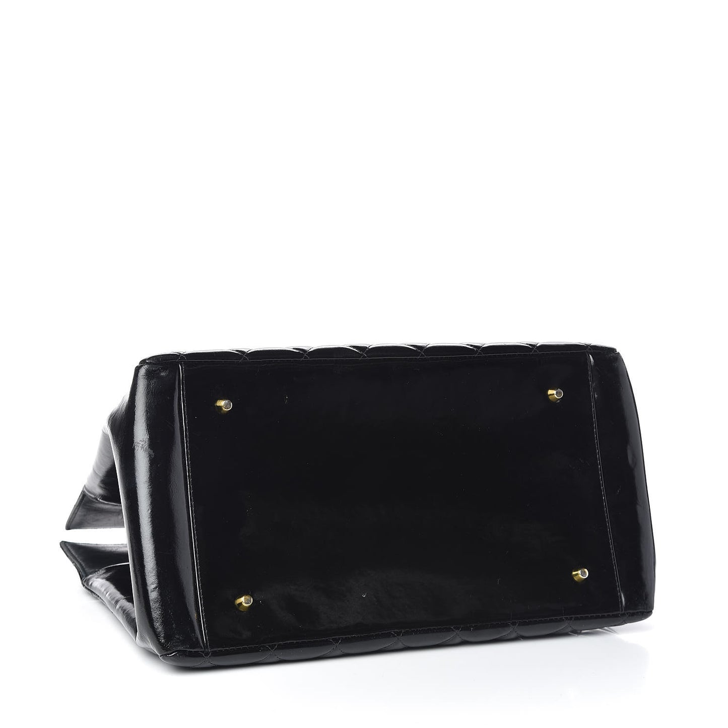 Glazed Calfskin Quilted Tote Black