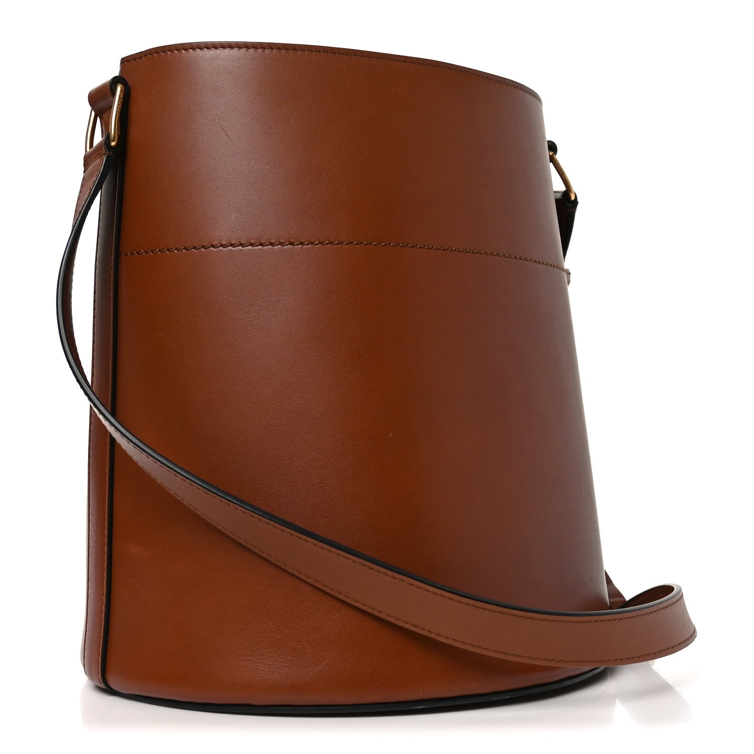Celine Satinated Calfskin Maillon Triomphe Bucket Bag Tan 3 of 10